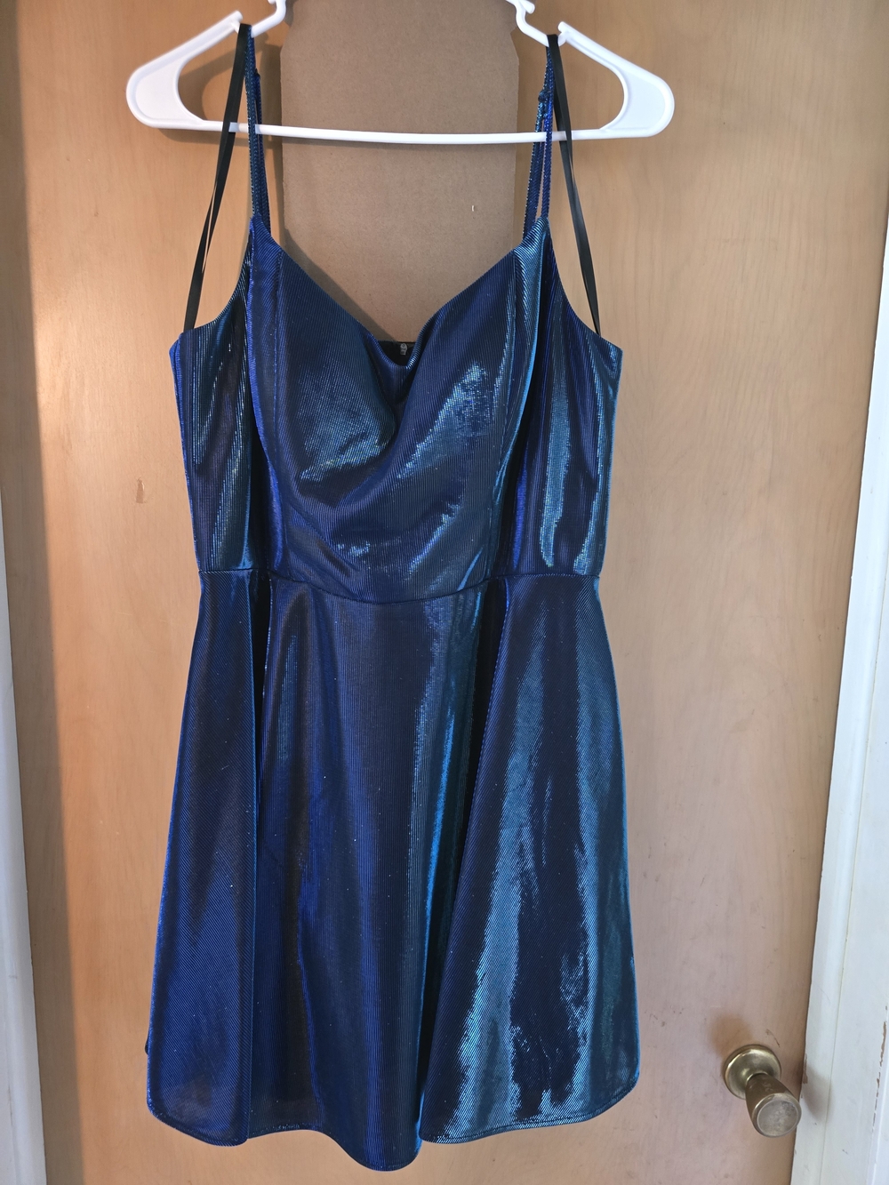 B. Smart Shimmering Blue Slip Dress